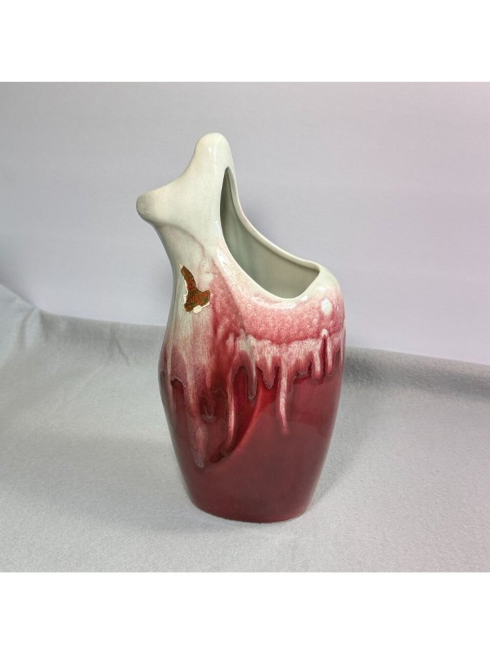 Vintage Red Wing Pottery Vase 1953 Anniversary Drip Glaze Oxblood Maroon B2317 - Picture 13 of 16